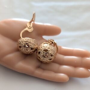 Trifari Gold Textured Earrings